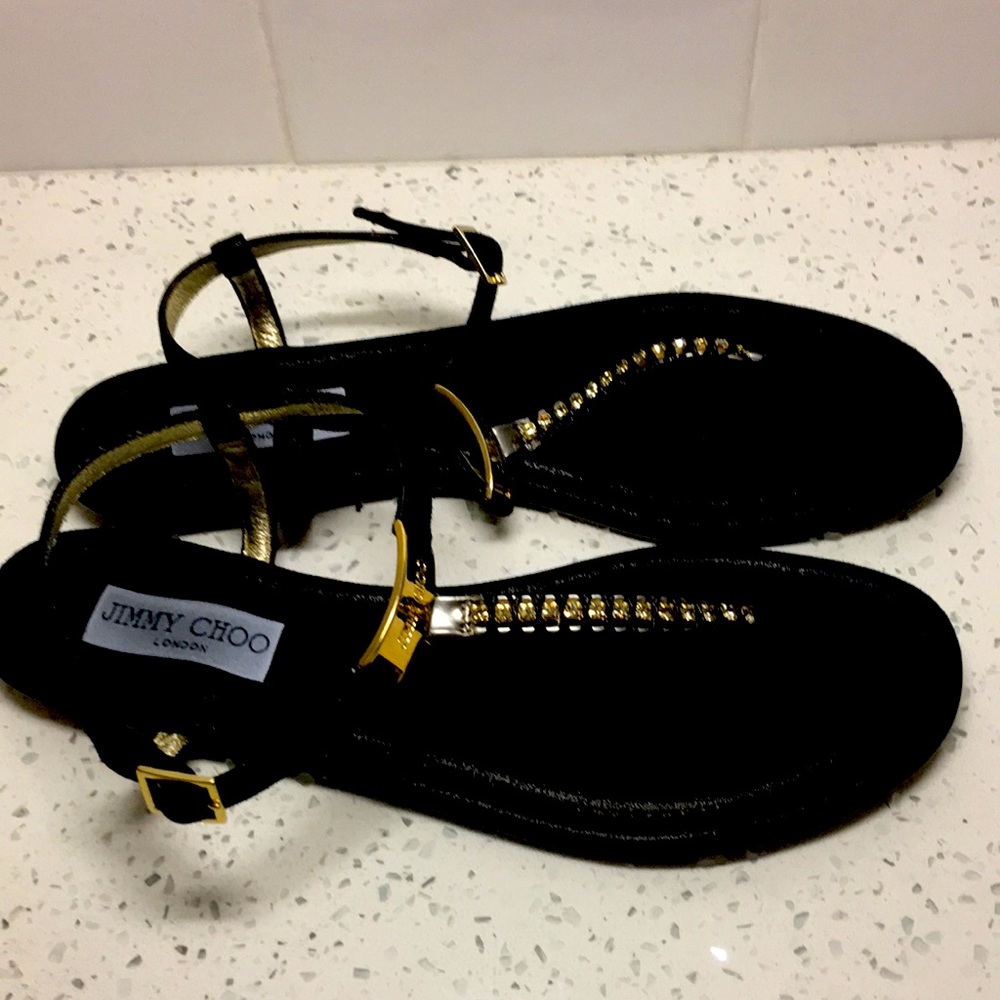 Jimmy CHOO flat crystal thong sandals.